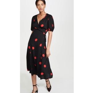 Reformation Augustine polka dot wrap dress L